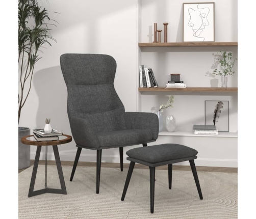 Sillón de relax con reposapiés de tela gris oscuro