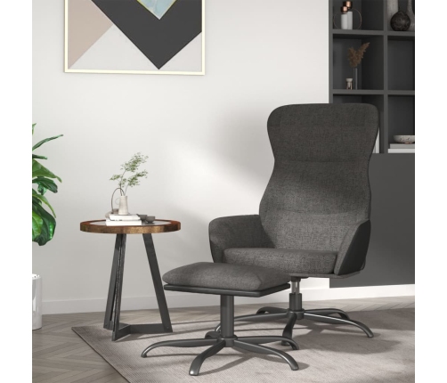 Sillón de relax con reposapiés de tela gris oscuro