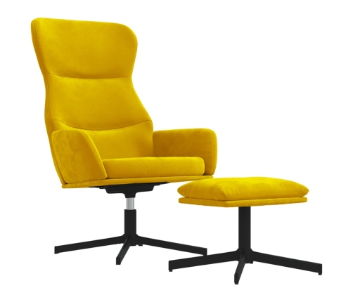 Sillón de relax con reposapiés terciopelo amarillo mostaza