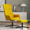 Sillón de relax con reposapiés terciopelo amarillo mostaza