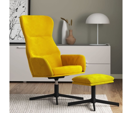 Sillón de relax con reposapiés terciopelo amarillo mostaza