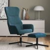 Sillón de relax con reposapiés terciopelo azul