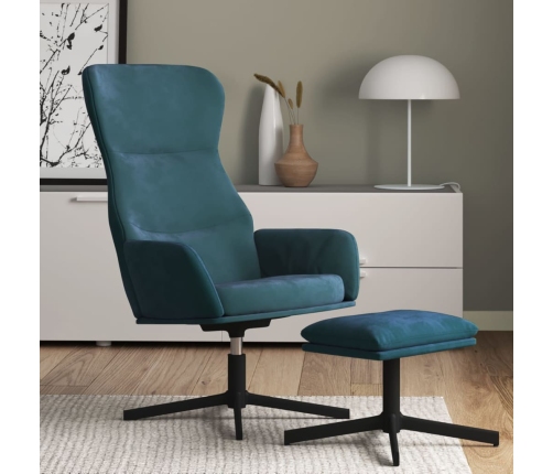 Sillón de relax con reposapiés terciopelo azul