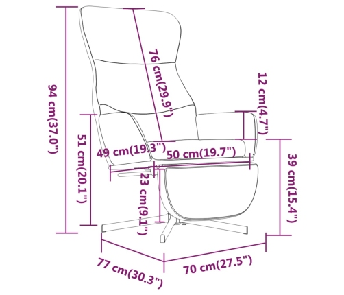 Sillón de relax con reposapiés de terciopelo gris claro