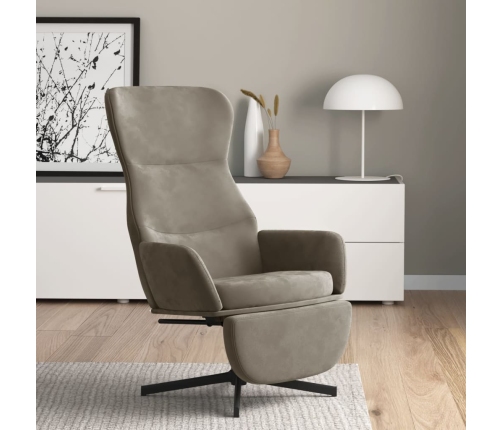 Sillón de relax con reposapiés de terciopelo gris claro