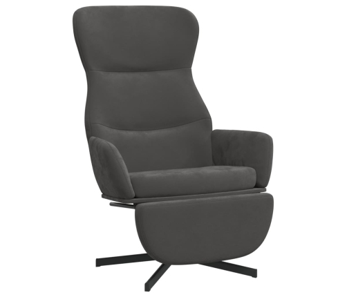 Sillón de relax con reposapiés terciopelo gris oscuro