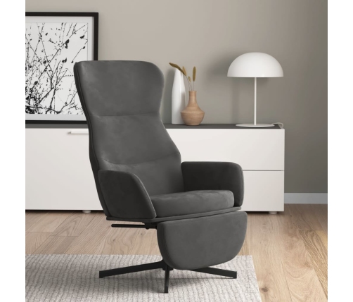 Sillón de relax con reposapiés terciopelo gris oscuro