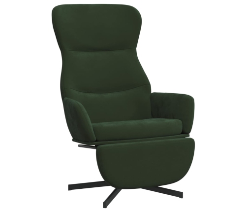 Sillón de relax con reposapiés terciopelo verde oscuro