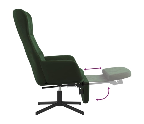 Sillón de relax con reposapiés terciopelo verde oscuro