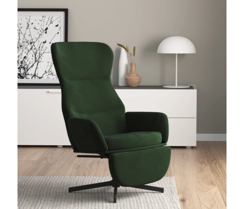 Sillón de relax con reposapiés terciopelo verde oscuro