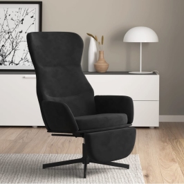 Sillón de relax con reposapiés terciopelo negro