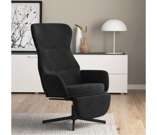 Sillón de relax con reposapiés terciopelo negro