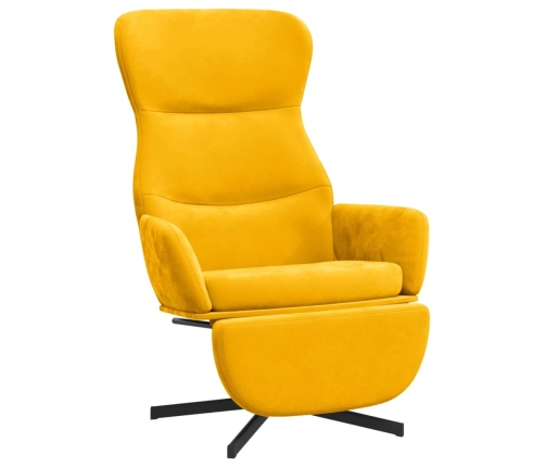 Sillón de relax con reposapiés terciopelo amarillo mostaza