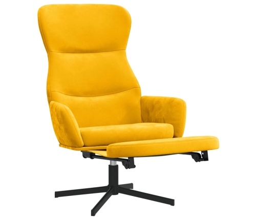 Sillón de relax con reposapiés terciopelo amarillo mostaza