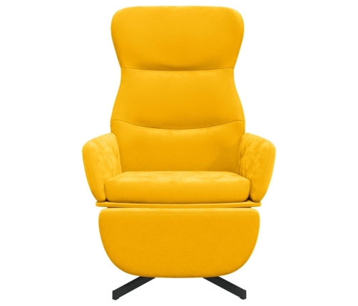 Sillón de relax con reposapiés terciopelo amarillo mostaza