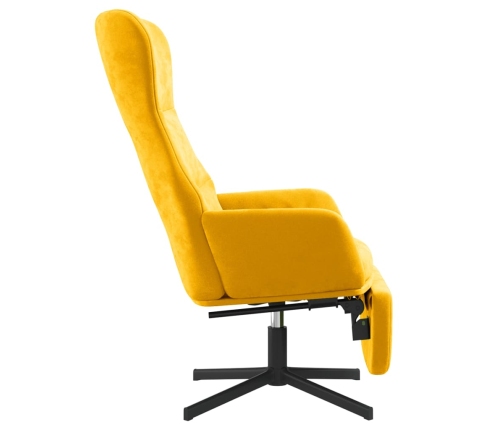 Sillón de relax con reposapiés terciopelo amarillo mostaza