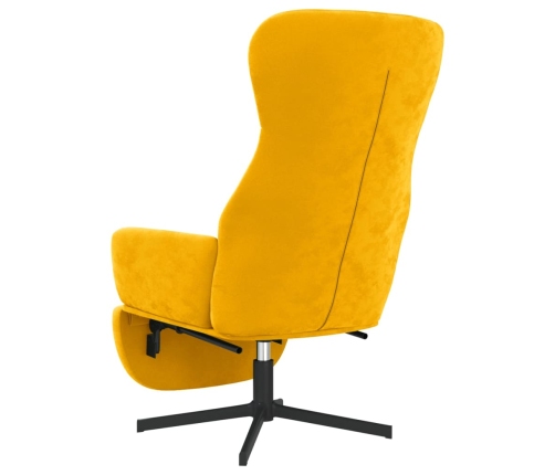 Sillón de relax con reposapiés terciopelo amarillo mostaza