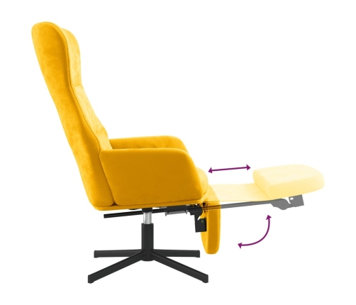 Sillón de relax con reposapiés terciopelo amarillo mostaza