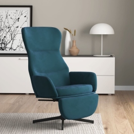 Sillón de relax con reposapiés terciopelo azul