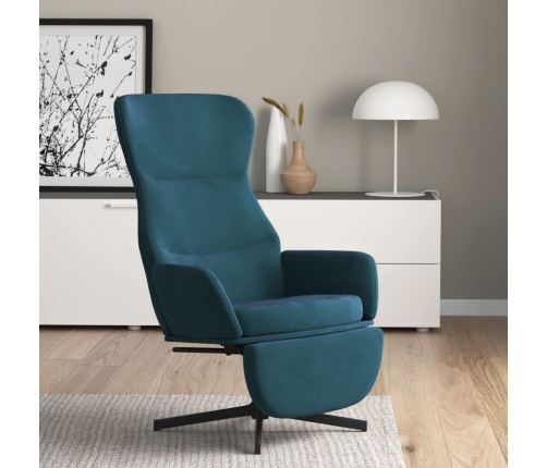 Sillón de relax con reposapiés terciopelo azul