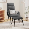 Sillón de relax con taburete tela gris claro y piel sintética