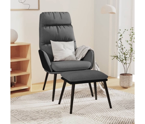 Sillón de relax con taburete tela gris claro y piel sintética