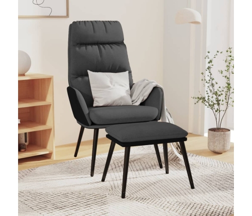 Sillón de relax con taburete tela y piel sintética gris oscuro