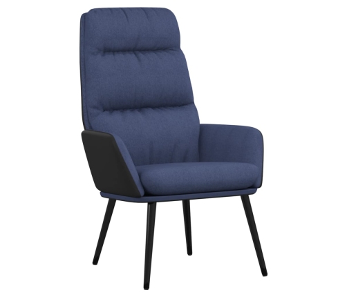 Sillón de relax con taburete de tela y cuero sintético azul