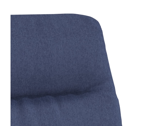 Sillón de relax con taburete de tela y cuero sintético azul