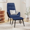 Sillón de relax con taburete de tela y cuero sintético azul