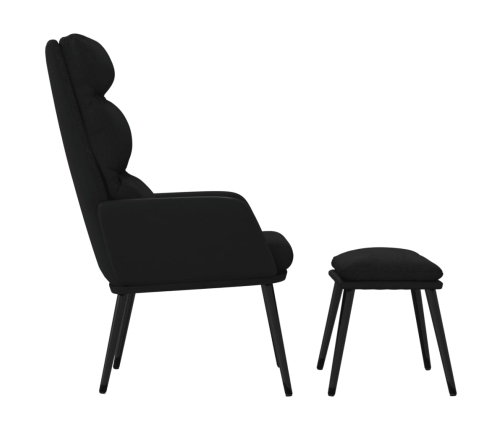 Sillón de relax con taburete de tela y cuero sintético negro