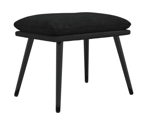 Sillón de relax con taburete de tela y cuero sintético negro