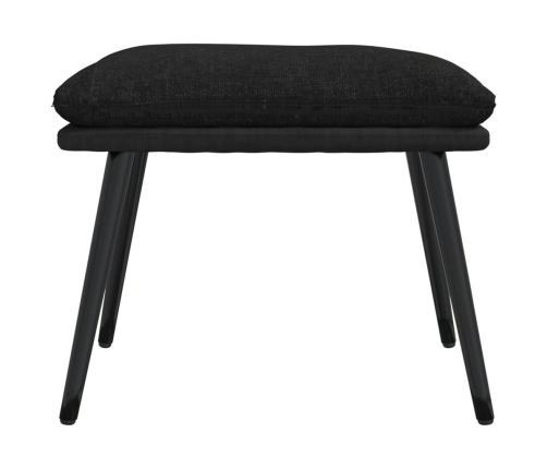 Sillón de relax con taburete de tela y cuero sintético negro