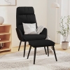 Sillón de relax con taburete de tela y cuero sintético negro