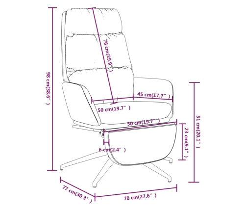 Sillón de relax con reposapiés tela gris claro