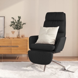 Sillón de relax con reposapiés tela negro