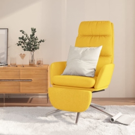 Sillón de relax con reposapiés tela amarillo mostaza