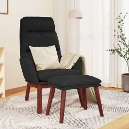 Sillón de relax con reposapiés tela negro