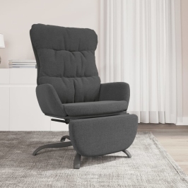 Sillón de relax con reposapiés tela gris oscuro