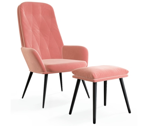 Sillón de relax con taburete terciopelo rosa