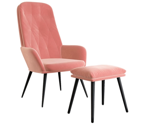 Sillón de relax con taburete terciopelo rosa