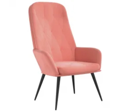 Sillón de relax con taburete terciopelo rosa