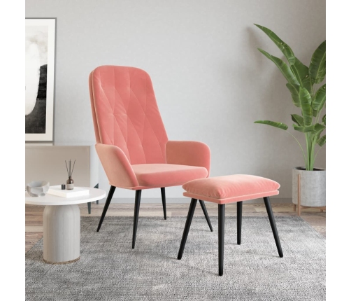 Sillón de relax con taburete terciopelo rosa