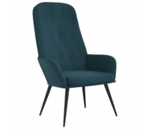 Sillón de relax con taburete terciopelo azul