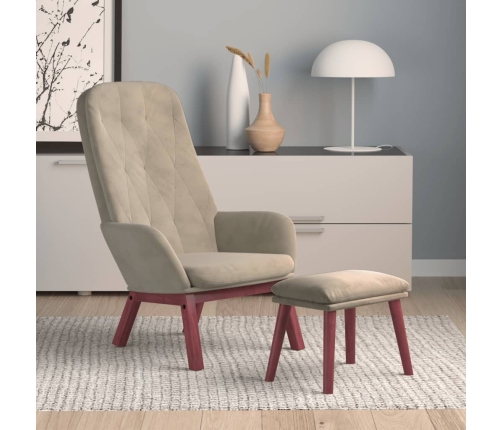 Sillón de relax con taburete terciopelo gris claro