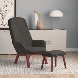 Sillón de relax con taburete terciopelo gris oscuro