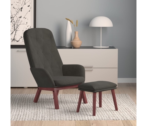 Sillón de relax con taburete terciopelo gris oscuro