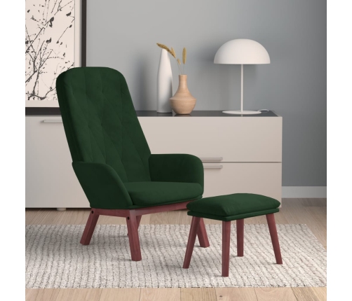 Sillón de relax con taburete terciopelo verde oscuro