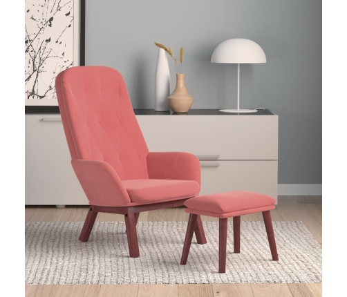 Sillón de relax con taburete terciopelo rosa