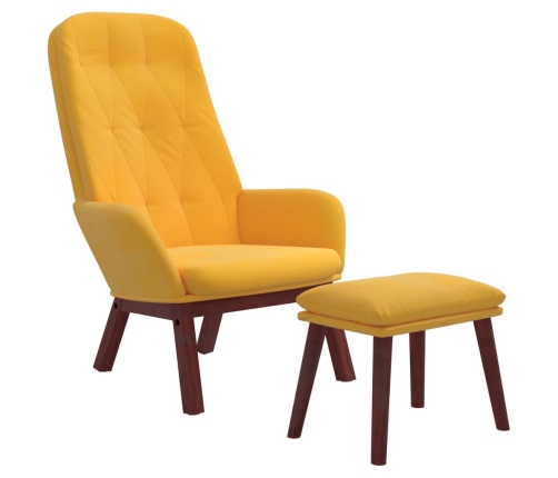 Sillón de relax con taburete terciopelo amarillo mostaza